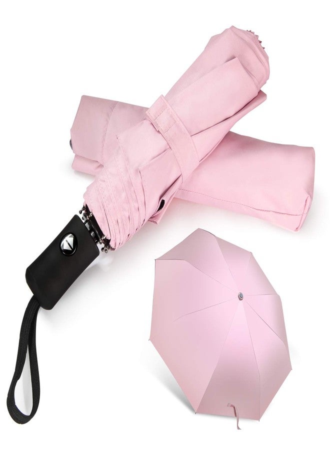 Shinok Travel Umbrella Compact Folding Sun Umbrellas Lighweight Auto Open Close for Women Parasol Pink - Image 1
